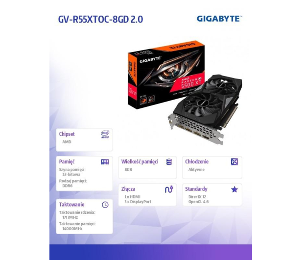 Gigabyte Radeon RX 5500 XT OC 8GB GDDR6 rev2.0 - 602639 - zdjęcie 2